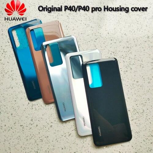 100% Original Huawei Back Glass Cover For P40 P40 pro Battery Housing Case Rear Door Repair Panel Shells With Adhesive Stickers