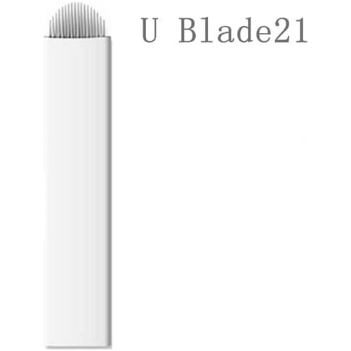 100pcs/lot Laminas Agulhas Tebori Microblading 21 U needles Permanent Makeup Tattoo Needle 21 Flex Blades for Eyebrow Manual Pen