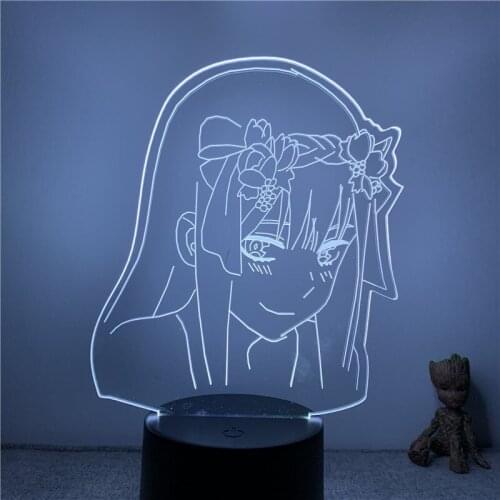 3D Lamp Action Figure Darling In The Franxx 02 Headband Smile LED NightLight 7 Colors Touch Table Room Decor Night Light Gift Mo