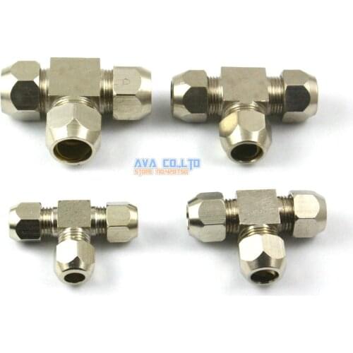 5 Pieces Brass 6mm 3 way Compression Connector Fitting Fuel Air Gas Water Hose Connector Coupler
