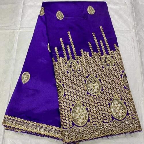 African Aso Ebi Wedding Party Fabric Purple Color with Many Sequins Holes India George Lace Dress Material 2021 Coffee GE-005
