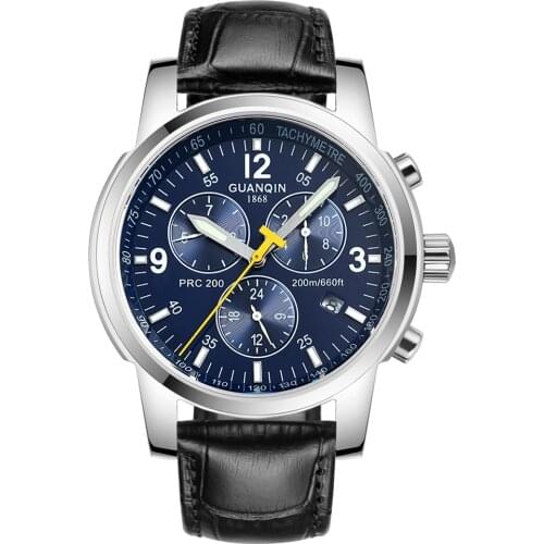 Relogio masculino GUANQIN Automatic Self-Wind Luxury Men Sport Watch 24 Hour Date Luminous Waterproof Steel Leather Wristwatch