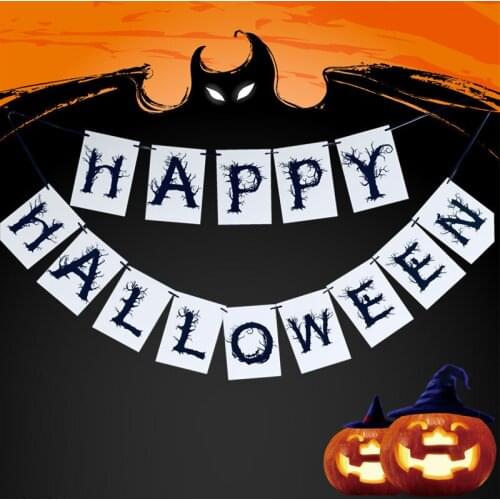 Halloween Makeup Party Decoration Letter Pull flag Photo Props Party Bar Hotel Atmosphere Layout Banner Hallowee DIY Decoration
