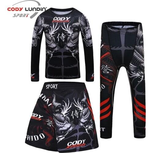 Kickboxing Kids Rashguard jiu jitsu T-shirt +Pants Set Kids Mma Shorts Fight Sportsuit Bjj Boxing Jerseys Children MMA Clothing