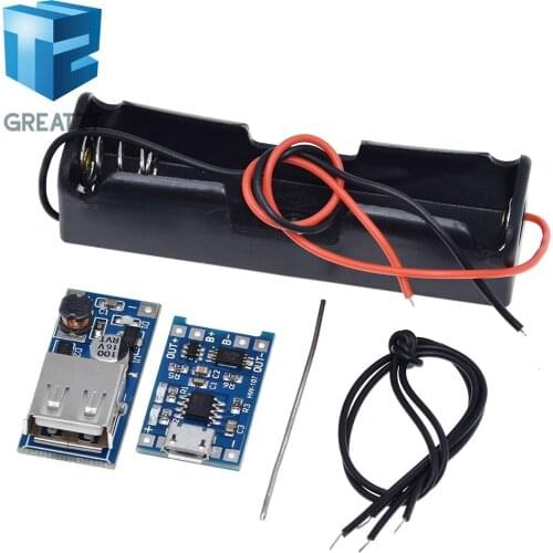 DIY Kit Micro USB 5V 1A 18650 TP4056 Lithium Battery Charger Module +600MA SB Mobile Power Boost Board +18650 Battery Box Case