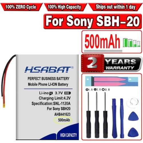 HSABAT 500mAh 381424 AHB441623 Battery for Sony SBH-20 SBH20 Wireless Headset