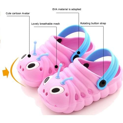 Cute Cartoon Caterpillar Summer Sandals Non-Slip Boy Girl Hole Slippers Lovely Baby Toddler Beach Garden Shoes 3colors