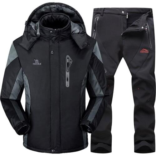 Ski Suit Men Snowboard Fleece Jacket+Pants Thicken Warm Waterproof Windproof Skiing And Snowboarding Sets Winter Snow Suits Male