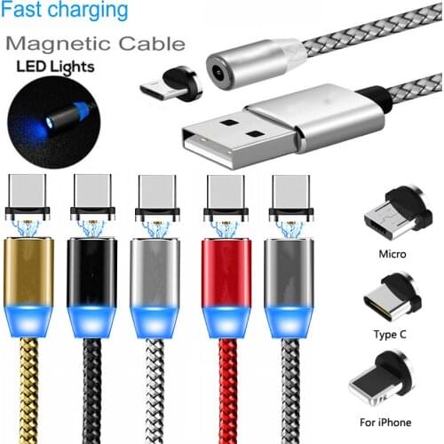 Magnetic Charging Magnet USB C Micro USB Cable Fast Charge Cables Magnet Charger Type C Data Cord for iphone IOS Android Samsung