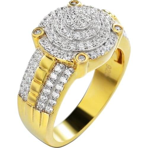 OTIY S925 Wholesale Fashion Hip Hop Jewelry Iced Out Ring 18K Gold Plated Ring Diamond Crystal CZ Bling Ring for Men Women