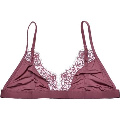 Fashion ultra-thin bra sexy deep V-neck lace single breasted comfortable summer womens underwear