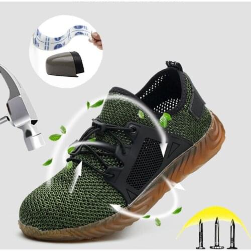 Mens Steel Toe Safety Work Shoes Lightweight Breathable Casual Outdoor Athletic Slip Resistant Boots Fashion Sports Sneakers