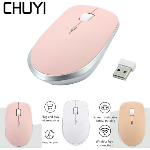 CHUYI Silent 2.4G Wireless Mouse Ergonomics Mute Optical USB Mice Ultra-thin Computer Gaming Mause For Laptop Notebook Mause