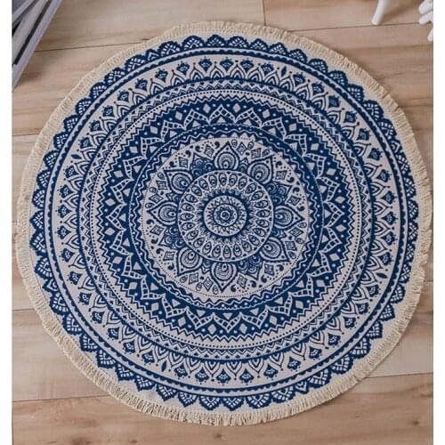 National Wind Round Bedroom Bed Blanket Floor Mat Sitting Room Porch Circular Blanket Mat 90cm
