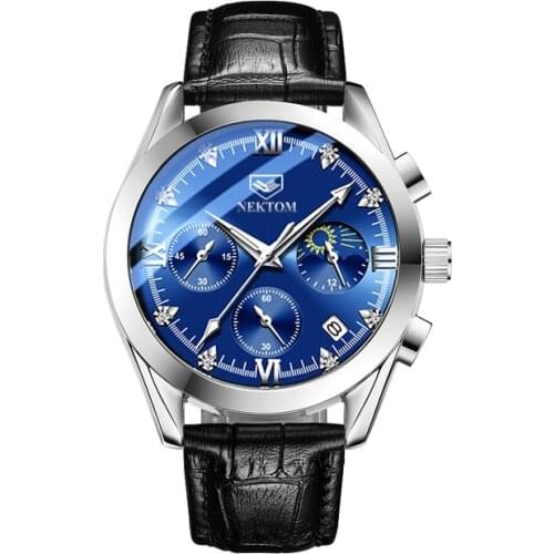 NEKTON 8222 Herren Casual Leder Quarz herren Uhr Marke Luxury Business Uhr Männlichen Wasserdichte Chronograph für Männer