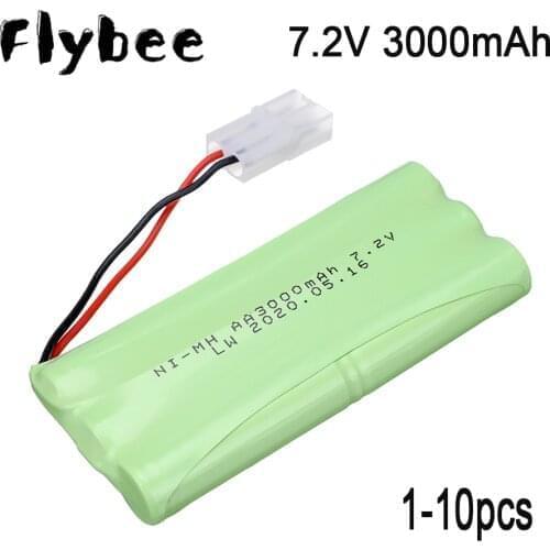 7.2v 3000mah NiMH Battery 6*1.2v For Rc toys Car Tanks Trains Robot Boat Ni-MH AA 1400mah 7.2v Rechargeable Battery Tamiya plug