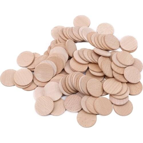 New Hot Sale 100Pcs 30-40mm Diameter Thickness Unfinished Round Wood Cutouts Circles Chips For DIY Crafts Special Tools