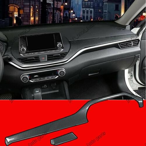 Carbon fiber Inner Center Console Strips cover trim 2pcs For Nissan Altima 2019