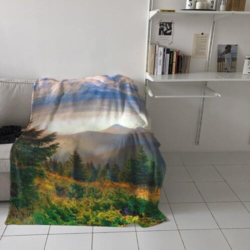 Sunset Mountain Tree Home Blanket High Quality Bedroom Living Room Sofa Blanket Lounge Hotel Travel Portable Soft Blanket