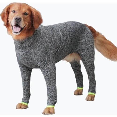 Dog Clothes for Large Dogs Super Soft Stretchy Dog Recovery Suit Lengthen Collar Contrast Rib Indoor Pet Clothing Husky Labrador