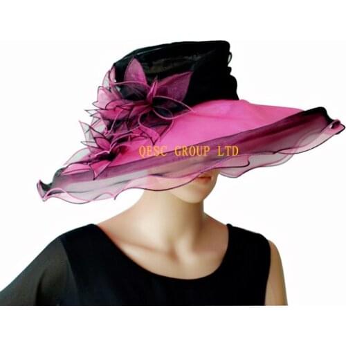 Wholesale NEW Fashion dress organza hats church with leaf flower for wedding womens hat races,5 colours,gray.FREE SHIPPING