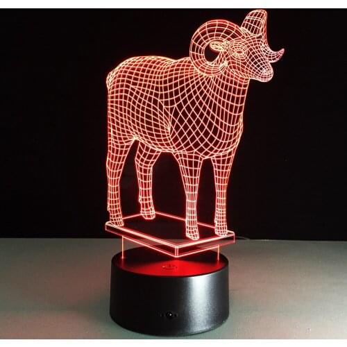 Sheep Shape 3D LED Lamp Atmosphere illusion Light Christmas Gift Creative Modelling Acrylic Mood Light Gift For Friends Or Kids