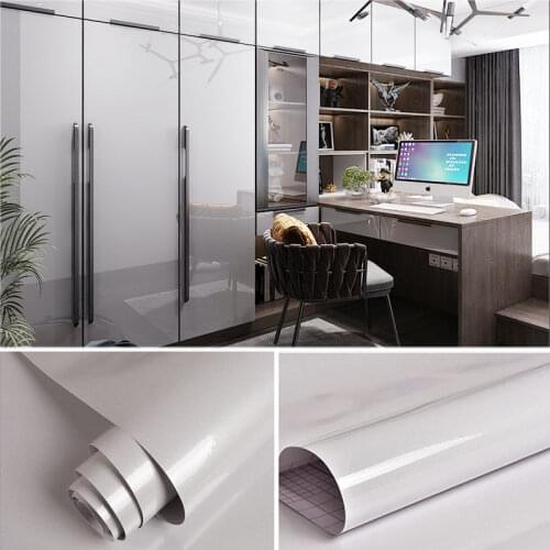 Pearl Gray Home Decoration Films Vinyl Self-adhesive Stickers for Furniture Renovation Kitchen Cabinets Waterproof Wallpaper