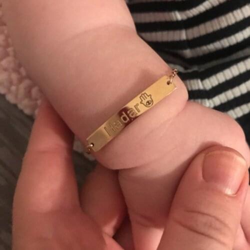 Personalized Stainless Steel Bar Jewelry Custom Baby Name Bracelet Best Friend Gifts Toddler Child ID Year Date Bracelet Femme