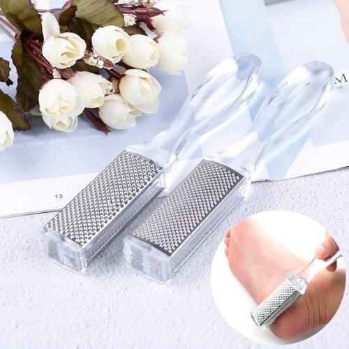 Plastic+Stainless Steel Transparent Foot Rasp File Scrubber Grater Callus Pedicure Tool Hard Dead Skin Remove Exfoliating Tool