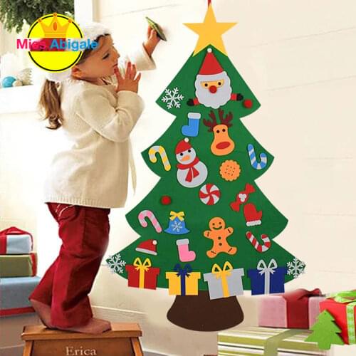 Busy Board Montessori Education Toy 32pcs Felt Christmas Tree Xmas Tree Gift Toys for Kids Party Door Wall Ornament Decorations