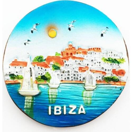 QIQIPP Spanish island of Ibiza sea-view tourist souvenirs hand-painted magnetic refrigerator paste tourist souvenirs