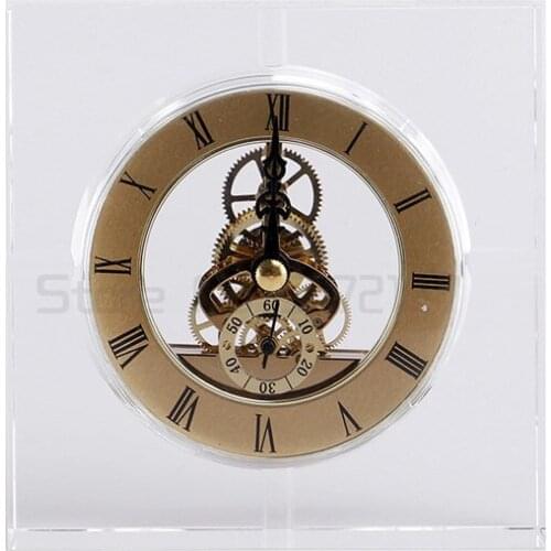 Luxury crystal desk clock Modern simple crystal machinery clock and watch creative home K9 crystal craft gift retro clock