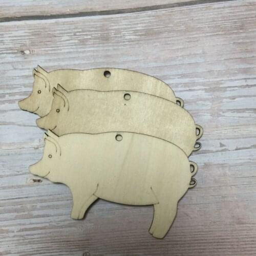 Pig shape laser cut christmas decorations wood carving art wood decoration