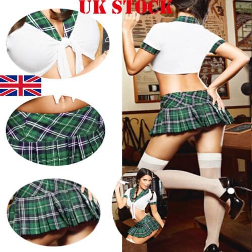Sexy Womens School Girl Outfits Student Uniform Skirt Fancy Dress Costume