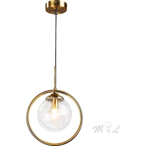 Nordic Gold Pendant Lights Metal Glass Hanging Lamp Suspension Luminaire Living Room Bedroom Home Deco Light Fixture Kitchen Led