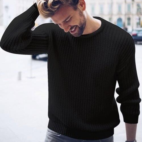 Men Sweaters Streetwear Autumn Winter Warm Pullover Striped Solid Casual O-neck Ropa Hombre Oversized 3 Colors Cosy Sweater