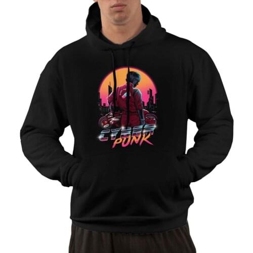 Streetwear Mens Akira Neo Tokyo Hoodies Pullover With Pocket Cotton Regular Fit Autumn Shotaro Kaneda Synthwave Sweatshirts