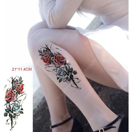 Waterproof Temporary Tattoo Stickers Rose Flower Life Love Plant Body Art Fake Tatto Flash Tatoo Stickers for Women Men