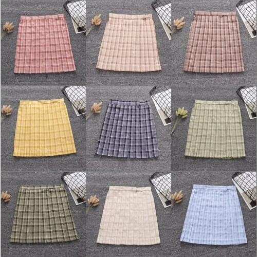 S-XL Harajuku 2019 High Waist A-line Women Fashion Summer High Waist Pleated Skirt Wind Cosplay Plaid Skirt Kawaii Female Skirts