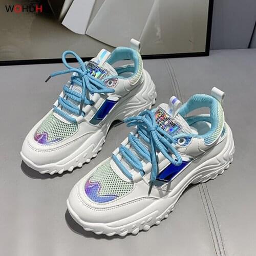 Women Sneakers Summer Hollow Thick Bottom Platform Mesh Breathable Luxury Brand High Quality Womens Sports Shoes Size 35-40