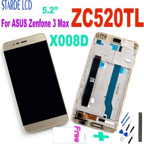 Original 5.2" For ASUS Zenfone 3 Max ZC520TL X008D LCD Display Touch Screen Digitizer Assembly with Frame For ASUS ZC520TL LCD
