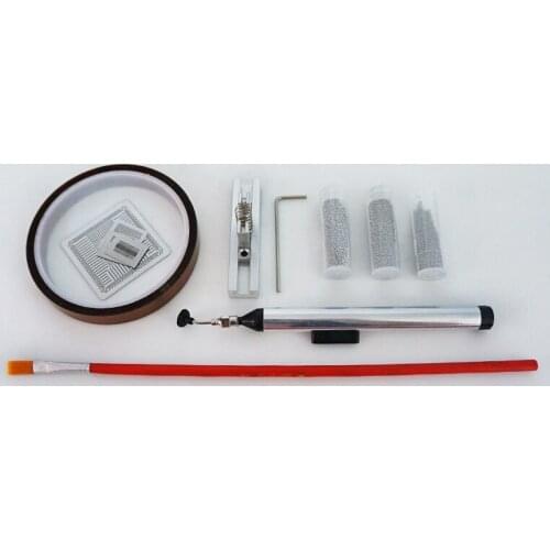 1Set BGA Silvery Heated reballing jig 4pcs 90MM stencils PS4 Leaded Solder Ball Insulating tape BGA brush Vacuum pen FFQ-939