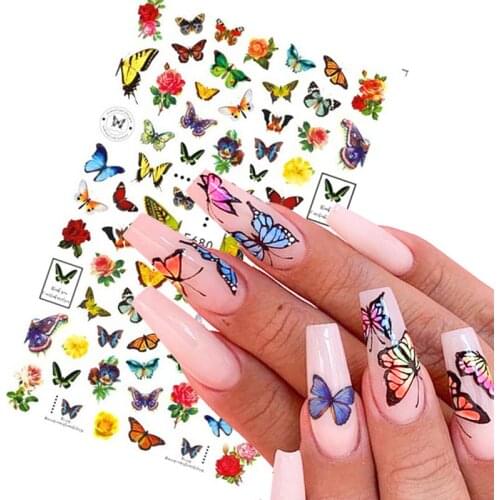 1 Sheet 3D Butterfly Nail Art Stickers Adhesive Sliders Nail Transfer Decals Foils Wraps Decoration Charming Nails Sticker