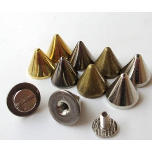 12mm Diameter Brass Spikes Tent Studs Garment Rivet With Screw Back For Bag Hat Jeans Shoes Pet Collar Leather Craft Accessories