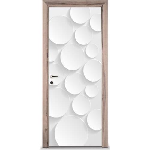 3D Door Sticker White Ball Circles Wall Sticker DIY Door Cover Kitchen Home Decoration Accessories Modern 3d Wall Stickers