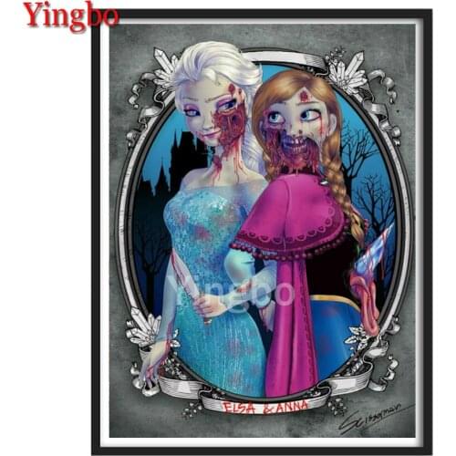 5D DIY Diamond Painting Cartoon Skull Girl Horror Art Rhinestones Pictures Mosaic Diamond Embroidery Full Display Halloween