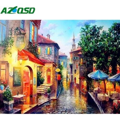 AZQSD Europe City Street DIY Painting By Numbers Home Decoration Handpainted Abstract Oil Painting Living Room Artwork SZGD093
