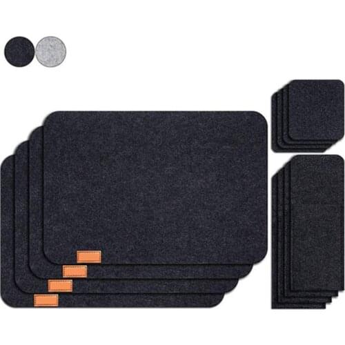 BalleenShiny 6 Sets of Table Mat Set Cutlery Insulation Pad Cutlery Bag Felt Absorbent Coaster High Quality Western Table Mat