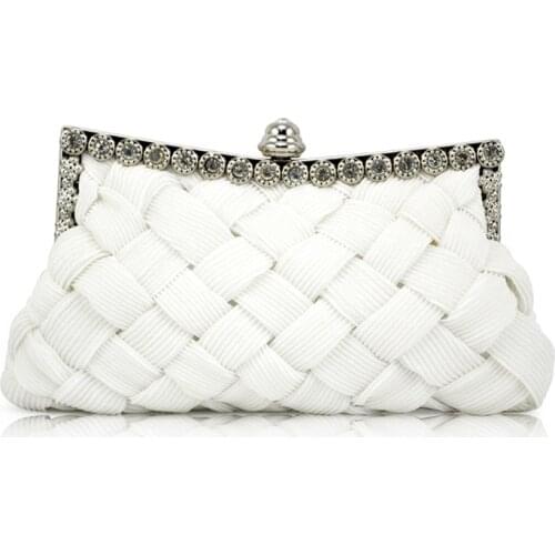 WHITE satin bridal evening prom clutch handbag purse