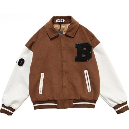 Hip Hop Baseball Jacket Men Polar Bear Print Patchwork Color Block Jacket 2021 Womens Fashion Harajuku Casual Streetwear Men